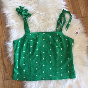 NWT Old Navy tie shoulder polka dot crop tank